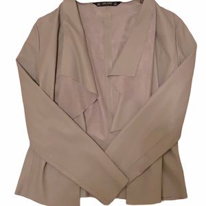 Zara Beige Waterfall Leather Jacket Medium